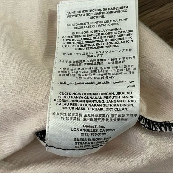 Guess Polkadot Peplum Sleeveless Blouse Pink With Black Lace Detail Size XSmall - Picture 13 of 14